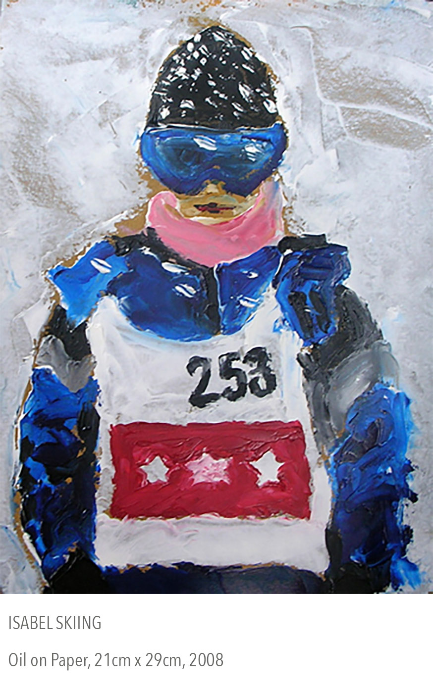 2008 oil painting called Isabel Skiing