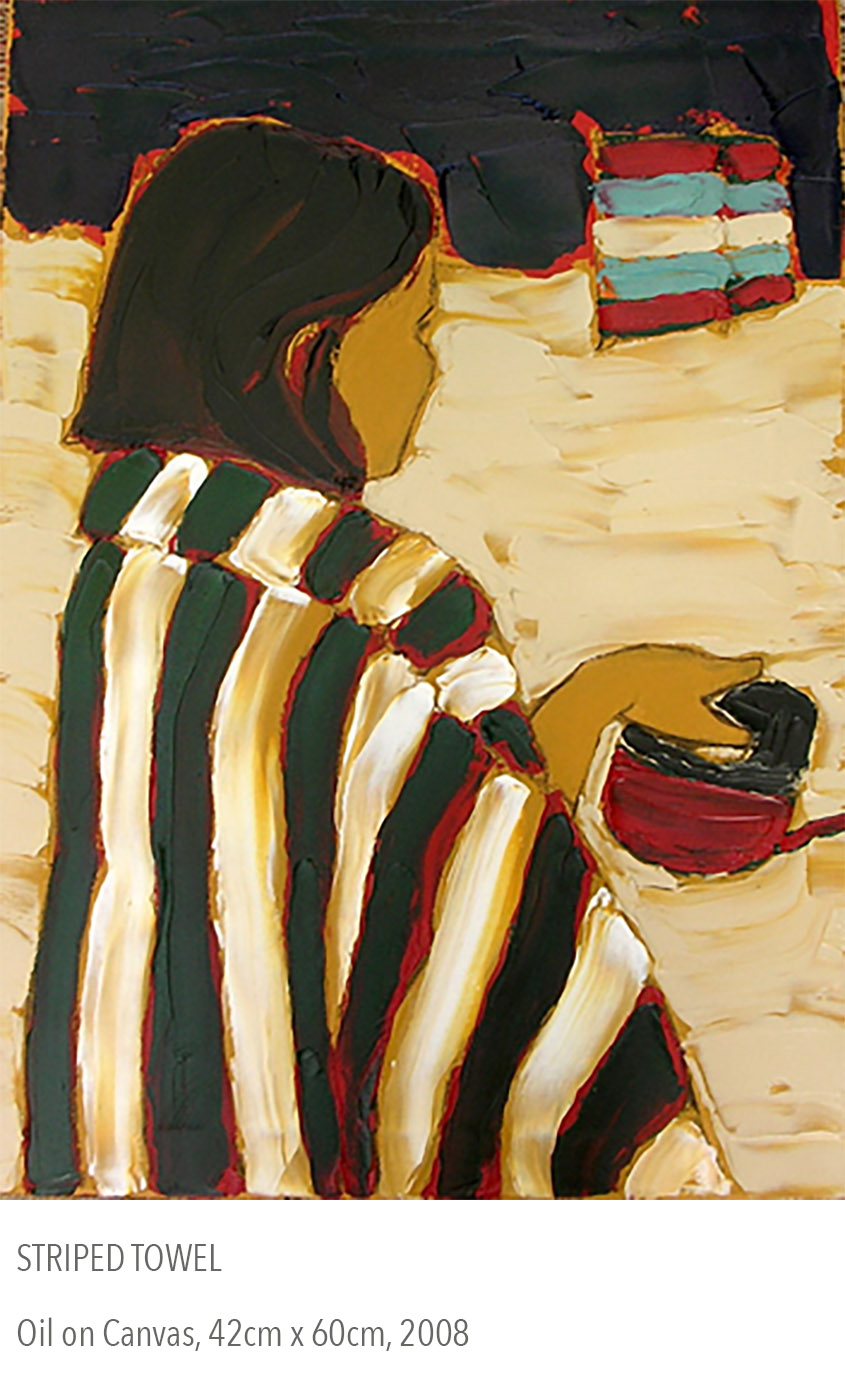 2008 oil painting called Striped Towel