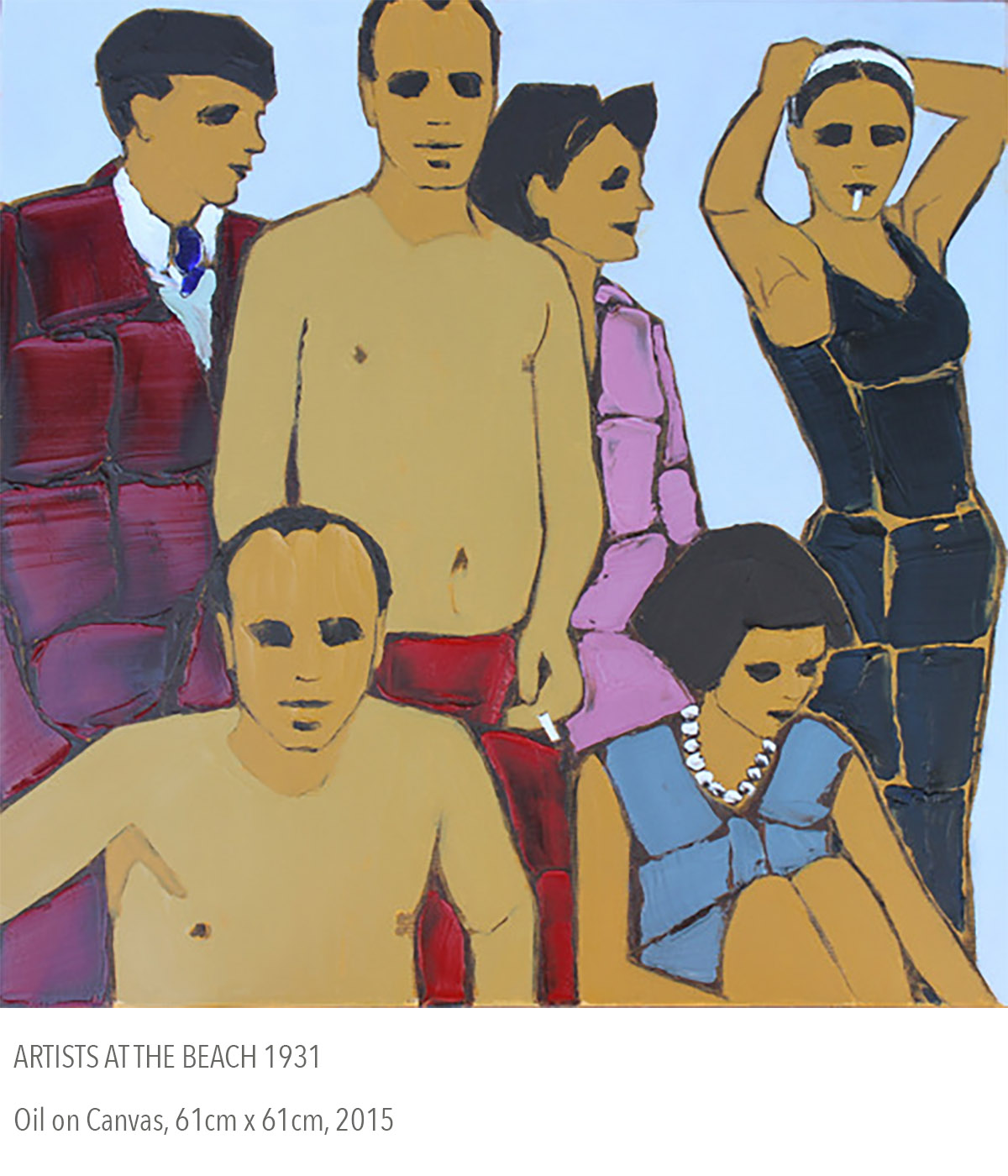 2015 oil painting called Artists at the Beach 1931